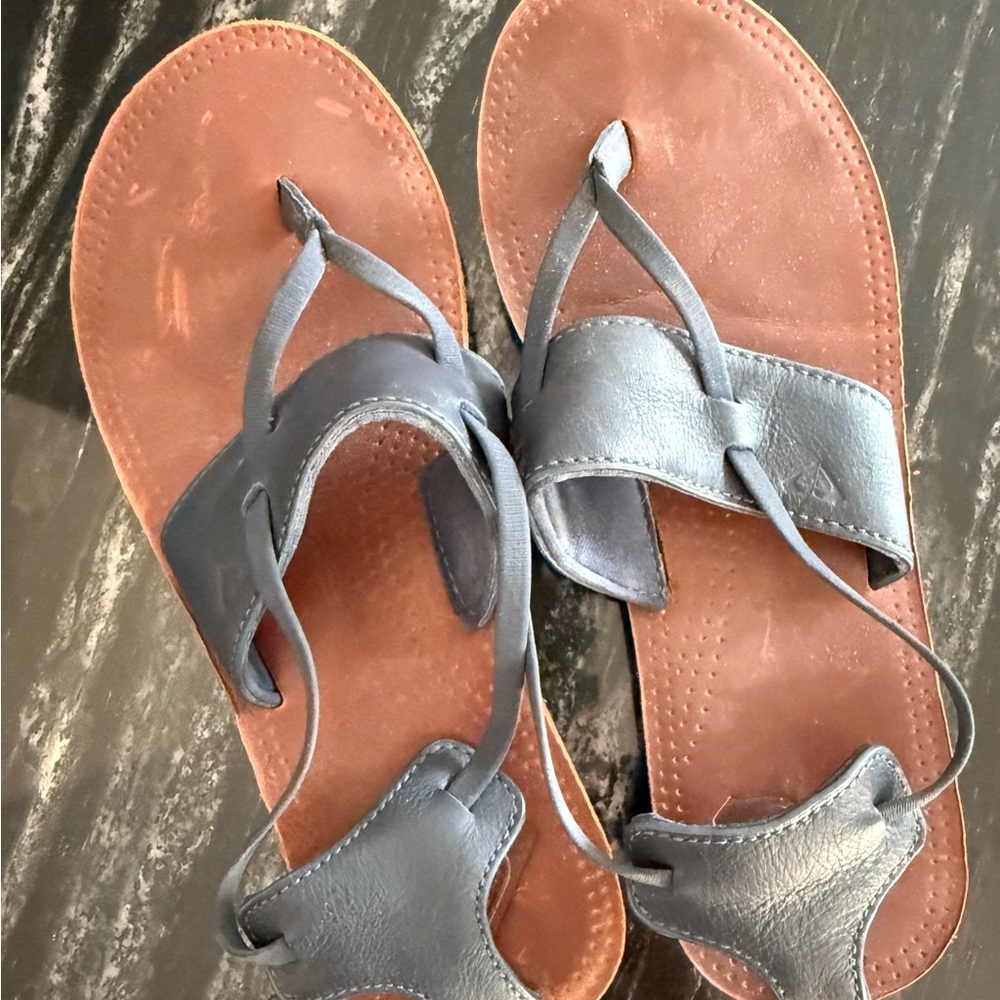 Roxy Blue and Brown Leather Sandals